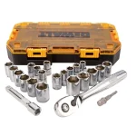 DEWALT 23-Piece 1/2 in. Drive Deep Socket Set with 72-Tooth Ratchet and Lockable Case thumbnail 1