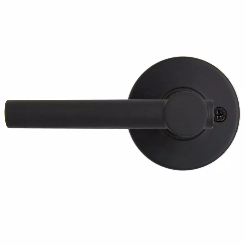 Defiant Highland Matte Black Passage Door Lever with Round Rose