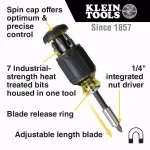 Klein Tools 8-in-1 Multi-Bit Adjustable Length Stubby Screwdriver thumbnail 2