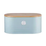 Mason Cash Living Coated-Steel Blue 7.7 qt. Bread Bin with Sustainable Bamboo Lid thumbnail 1