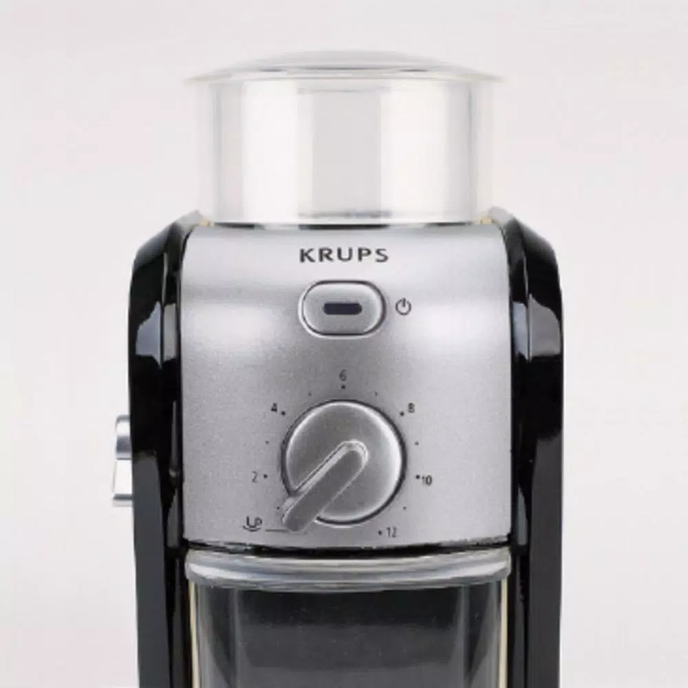 Krups GVX2 Black Stainless Steel Flat Burr Coffee Grinder, 17 Grind Settings