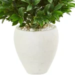 Nearly Natural 44-In. Bay Leaf Cone Topiary Artificial Tree with White Planter, Indoor/Outdoor UV-Resistant thumbnail 3