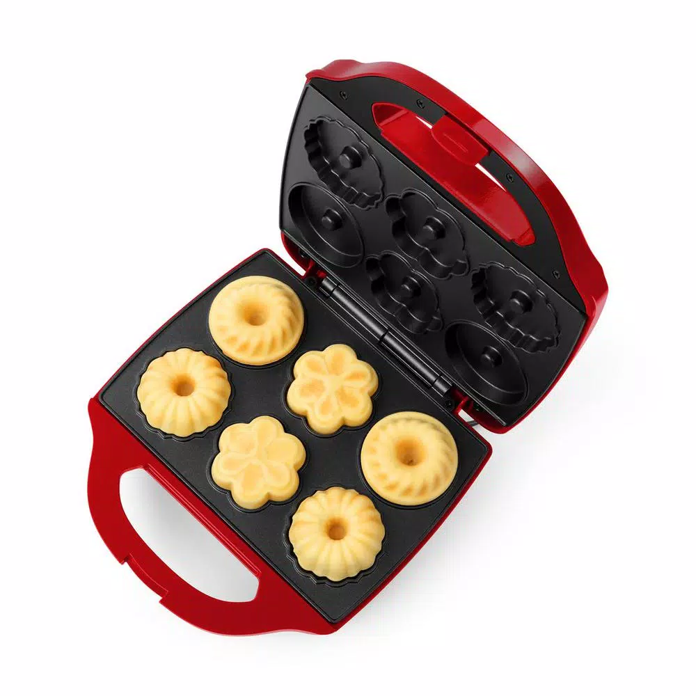 Holstein Housewares 980W Red Mini Bundt Cake Maker, Makes 6 Cakes