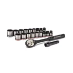 Crescent X10 3/8 in. Drive 6-Point SAE and Metric Ratchet & Socket Set, 20-Piece thumbnail 1