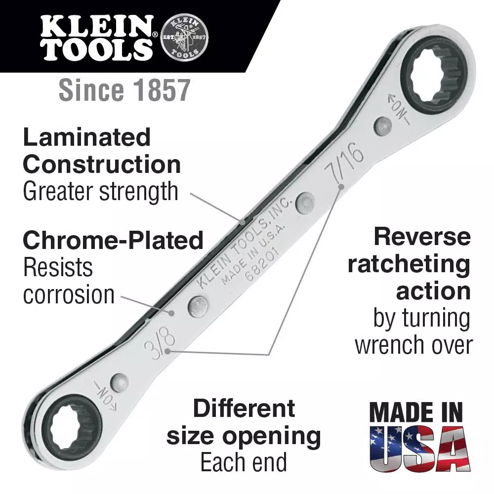 Klein Tools 5-Piece Ratcheting Box Wrench Set with Vinyl Pouch
