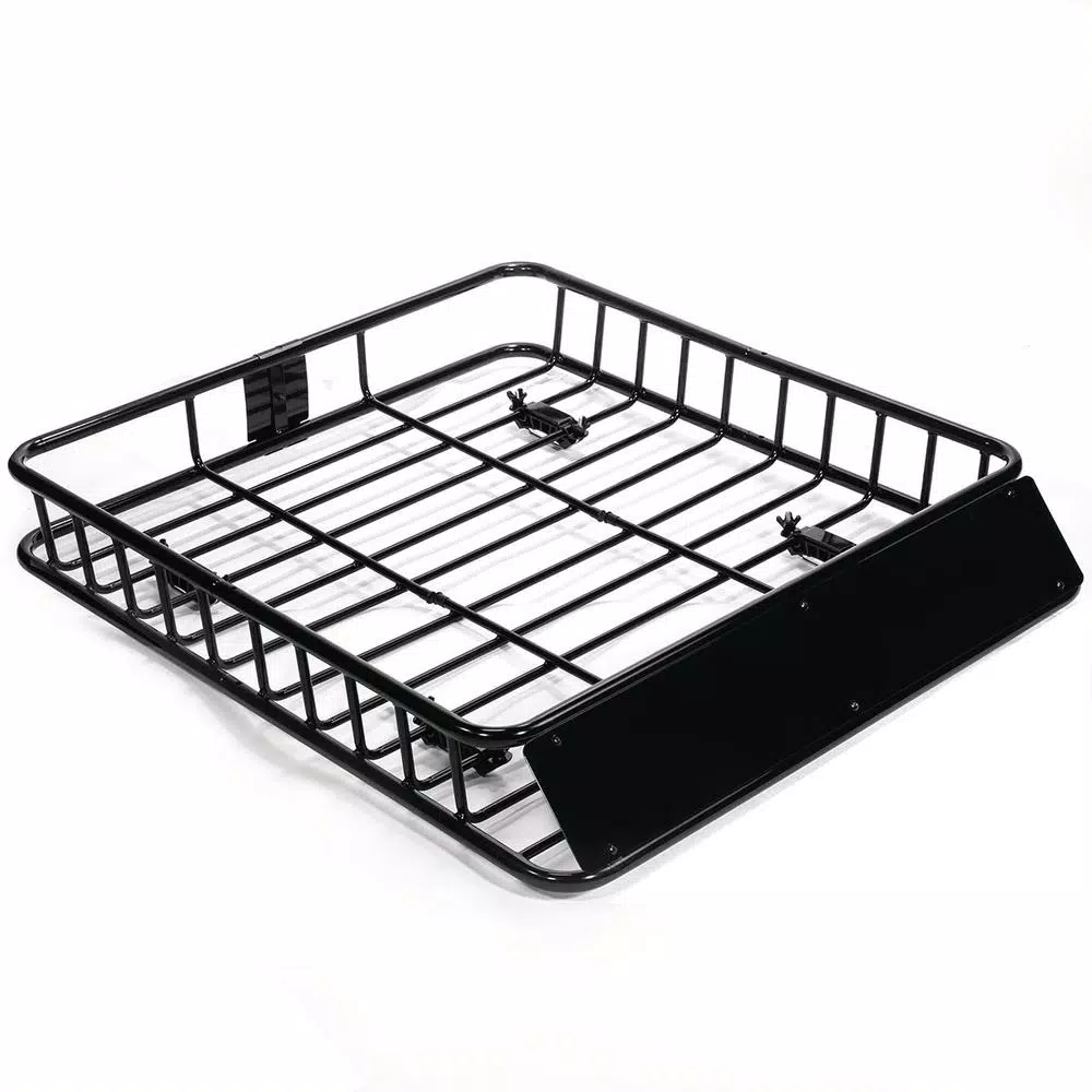 Stark Universal Roof Basket Cargo Carrier with Rack Extensions, 150 lb Capacity, Black