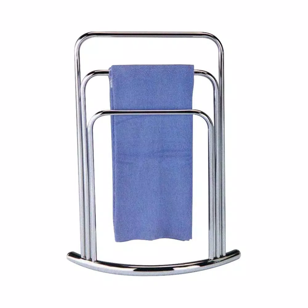 Kings Brand Furniture Modern 3-Bar Freestanding Towel Rack in Polished Chrome