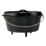 Lodge 6 qt. Round Cast Iron Camp Dutch Oven with Lid, Black thumbnail 1