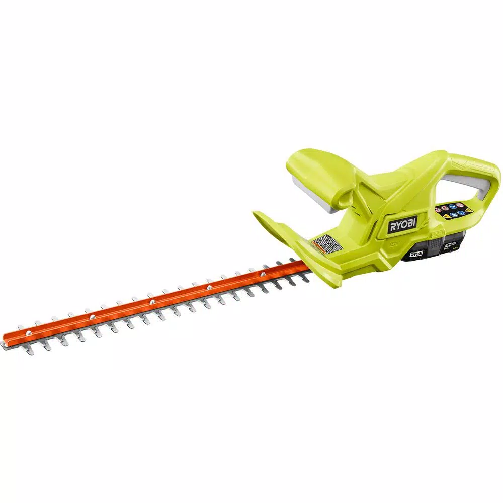 RYOBI ONE+ 18V Lithium-Ion 18 in. Cordless Hedge Trimmer with 1.5 Ah Battery and Charger
