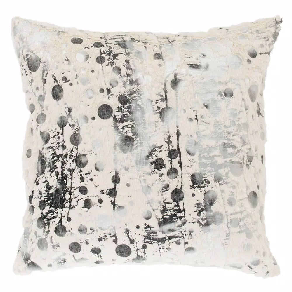 Safavieh Nars White and Charcoal Grey Graphic Faux Fur Throw Pillows, 20 x 20 in. (Set of 2)