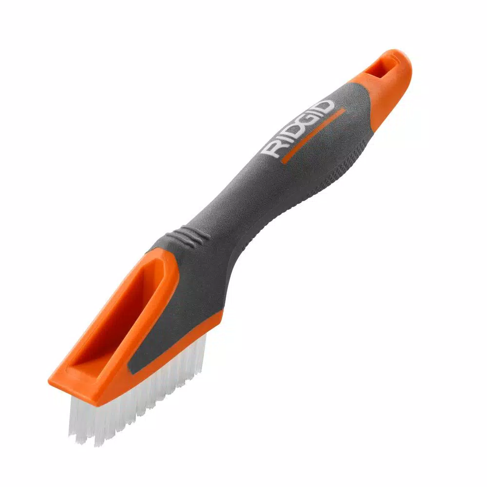 RIDGID Grout and Tile Brush with Overmold Handle and Nylon Bristles