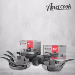 AMERCOOK Lava Stone 5 qt. Aluminum Nonstick Casserole Dish with Glass Lid, Gray thumbnail 3