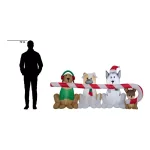 Home Accents Holiday 8 ft. W Pre-Lit Giant Airblown Inflatable Christmas Puppies with Candy Cane Scene thumbnail 10