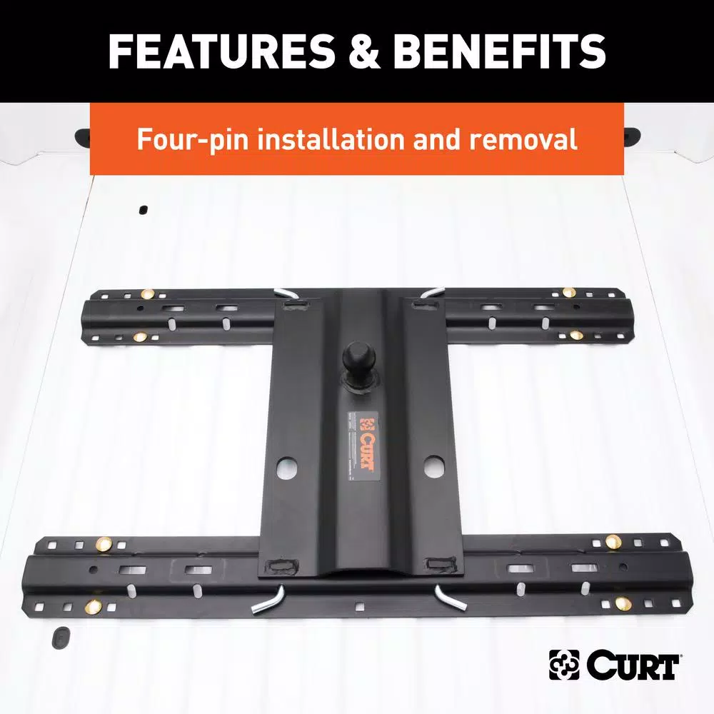 CURT Bent Plate 5th Wheel Rail Gooseneck Hitch with 2-5/16" Offset Ball