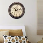 La Crosse Technology 14 in. Round Brown Plastic Analog Wall Clock with Antique Rustic Dial thumbnail 1