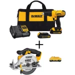 DEWALT 20V MAX Cordless Drill/Driver and 6-1/2 in. Circular Saw Combo Kit with (2) 4 Ah Batteries & Charger thumbnail 1