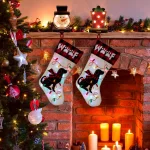 Glitzhome 21 in. LED Embroidered Dog Christmas Stockings, Cream Linen Polyester (2-Pack) thumbnail 8