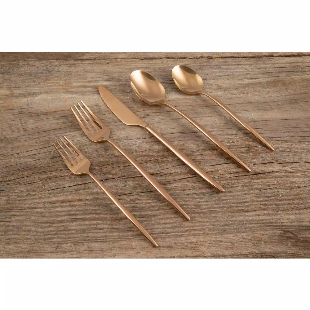 Cambridge Silversmiths Gaze Copper Mirror 20-Piece Flatware Set, Service for 4