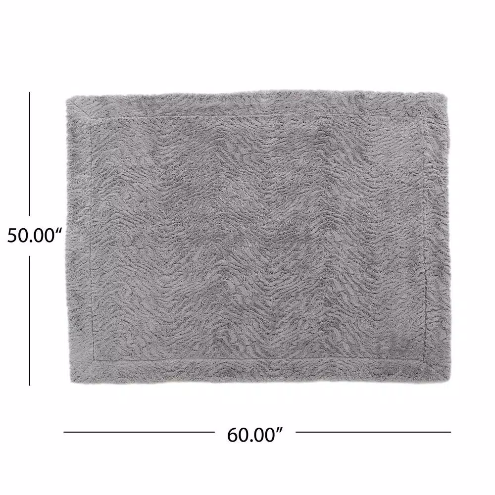 Noble House Toscana Trout Faux Fur Throw Blanket, Gray Modern Solid Pattern