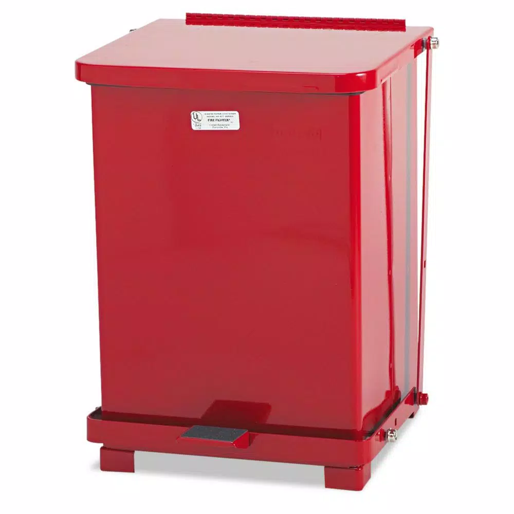 Rubbermaid Commercial Products Rubbermaid Commercial Defenders 7 Gal. Red Step-On Steel Biohazard Trash Can