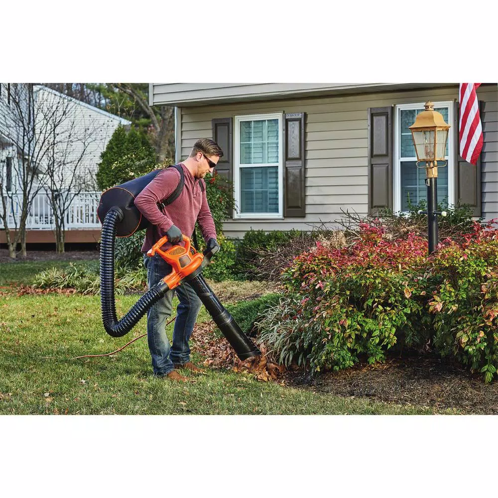 BLACK+DECKER VACPACK 3-in-1 Corded Electric Backpack Leaf Blower, Vacuum, and Mulcher - 250 MPH, 400 CFM, 12 Amp