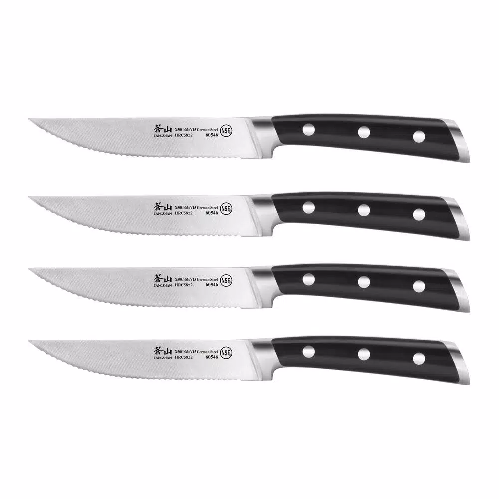 Cangshan S Series 5 in. German Steel Forged Serrated Steak Knife Set, 4-Piece