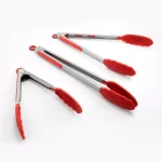 ExcelSteel 12 in. Stainless Steel Tongs with Red Silicone Tips, Stay-Cool Handle (Set of 2) thumbnail 1