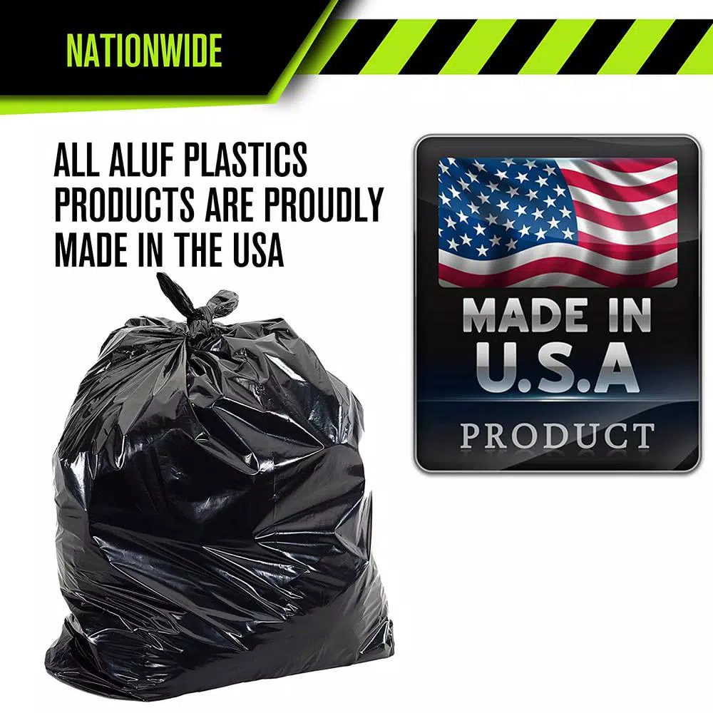 Unbranded 45 Gallon Black Low Density EZ Tie Closure Trash Bags, 1.1 Mil, 100-Count