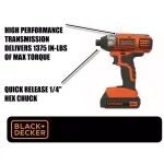 BLACK+DECKER 20V MAX Cordless Impact Driver Kit with 2 Ah Battery and Charger thumbnail 2