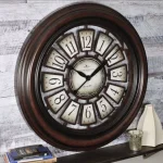 FirsTime Majestic 29 in. Round Hollow Wall Clock, Aged Espresso Brown thumbnail 1