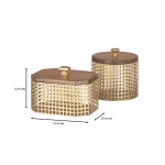 Home Decorators Collection Gold Metal Decorative Basket Set with Wood Lids, Set of 2 thumbnail 2