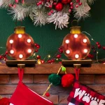 Glitzhome 2-Pack Marquee LED Stocking Holders - Metal Tree & Gift Box Holiday Decor thumbnail 5