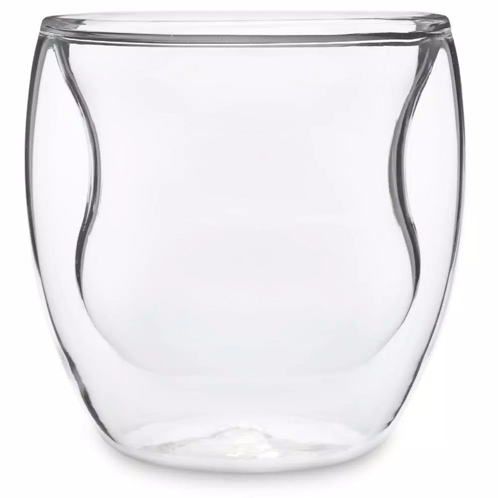 Ozeri Curva Artisan Series 8 oz. Double Wall Borosilicate Glass Tumblers, Set of 4