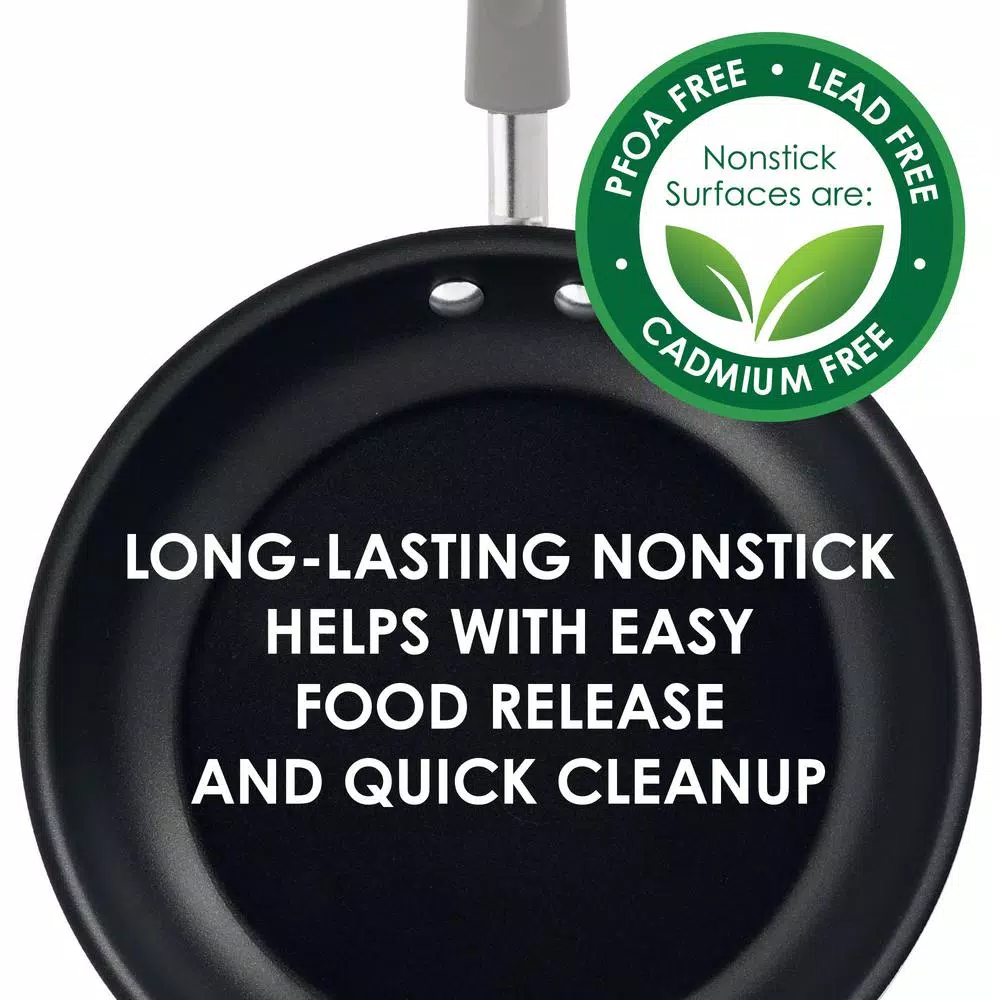 Rachael Ray Classic Brights 19-Piece Sea Salt Gray Nonstick Cookware Set with LocknLock Containers