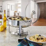 Oster Gibson Home Langston 6-Piece Stainless Steel 4.5 Qt. Round Chafing Dish Set thumbnail 5
