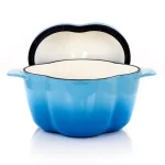 MegaChef 3 Qt. Pepper Shaped Enameled Cast Iron Casserole Dish, Blue thumbnail 3