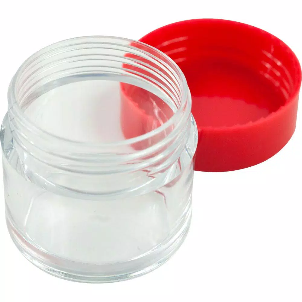 Stalwart 12-Piece 20 mL Clear Plastic Storage Jars with Color-Coded Lids