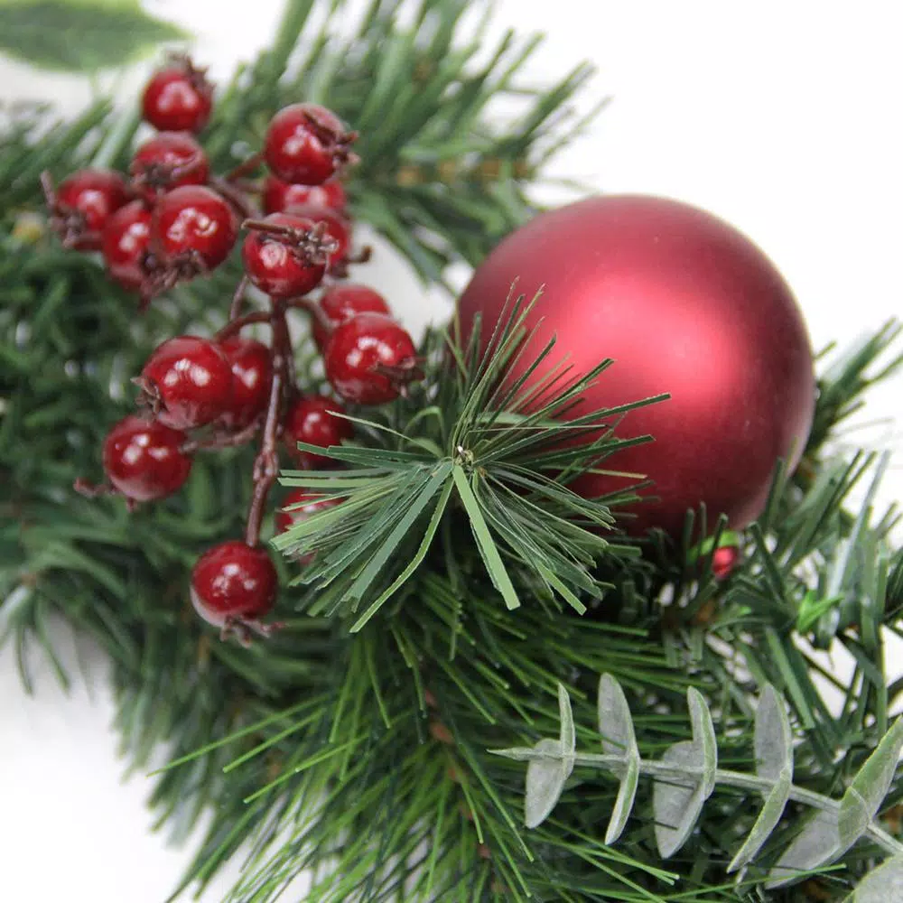 Northlight 6 ft. Pre-Decorated Artificial Pine Christmas Garland with Berries, Pine Cones, and Red Ball Ornaments