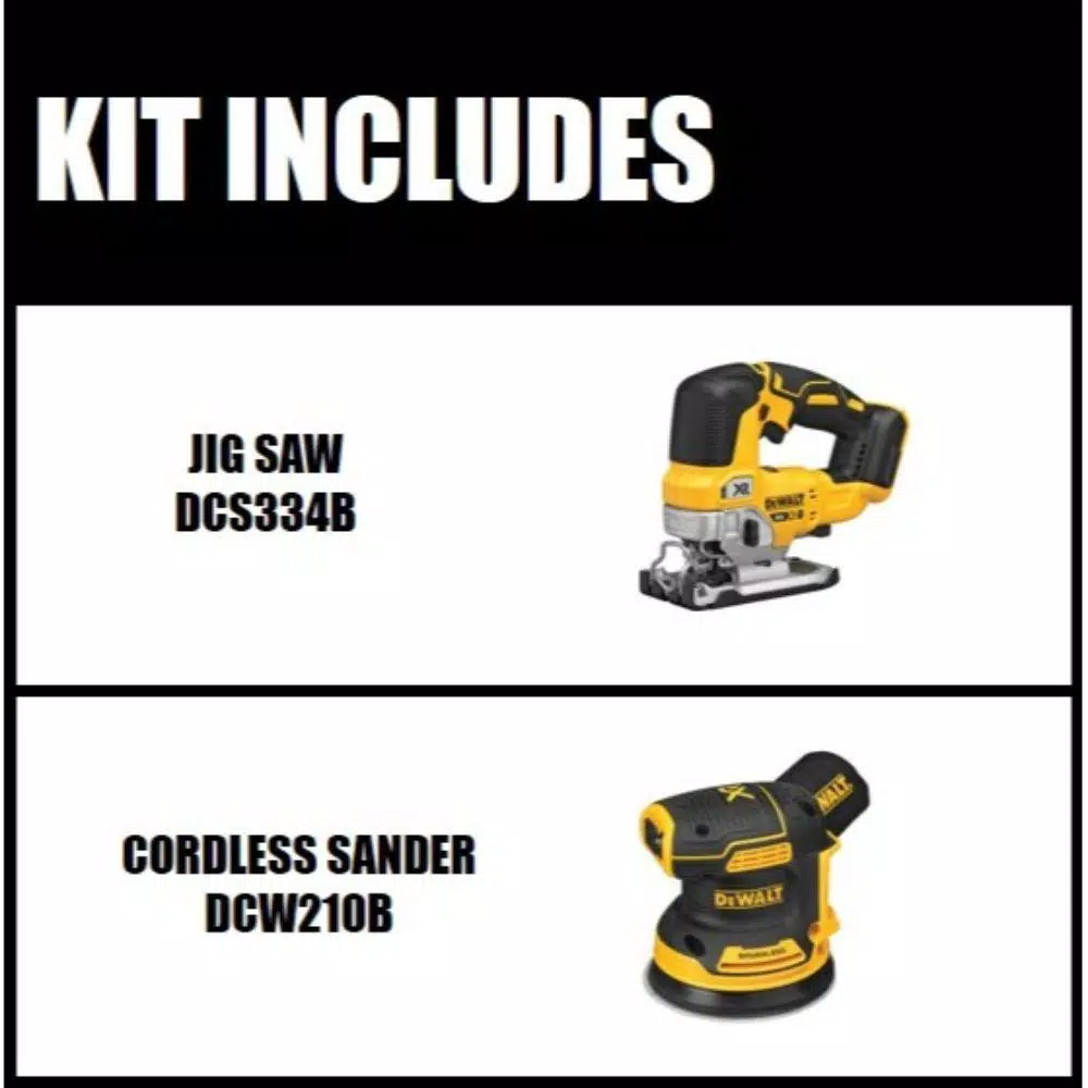DEWALT 20V MAX XR Cordless Brushless Jigsaw with 5 in. Random Orbital Sander Combo Kit