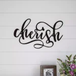 Lavish Home "Cherish" Metal Cutout Wall Sign - Distressed Dark Brown Rustic Decor thumbnail 8