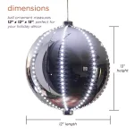 Alpine Corporation 13 in. Large Silver Hanging Christmas Ball Ornament with 240 LED Lights thumbnail 3