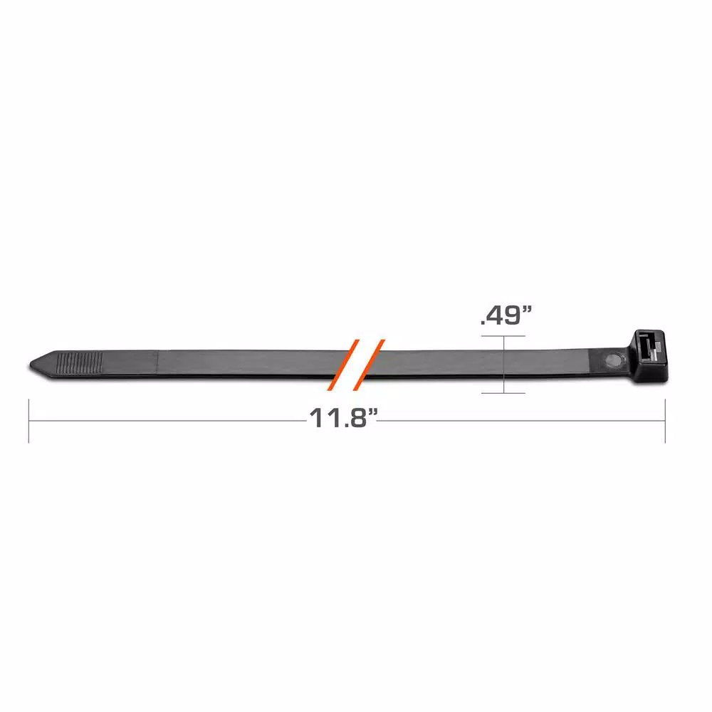 TR Industrial Ultra Heavy-Duty UV Resistant Cable Ties, 250 lbs. Tensile Strength, 11.8 in. (50-Pack)