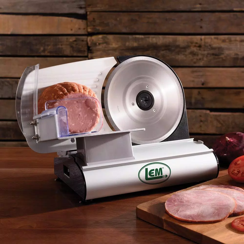LEM Mighty Bite 200W Silver Meat Slicer with 8.5-inch Stainless Steel Blades