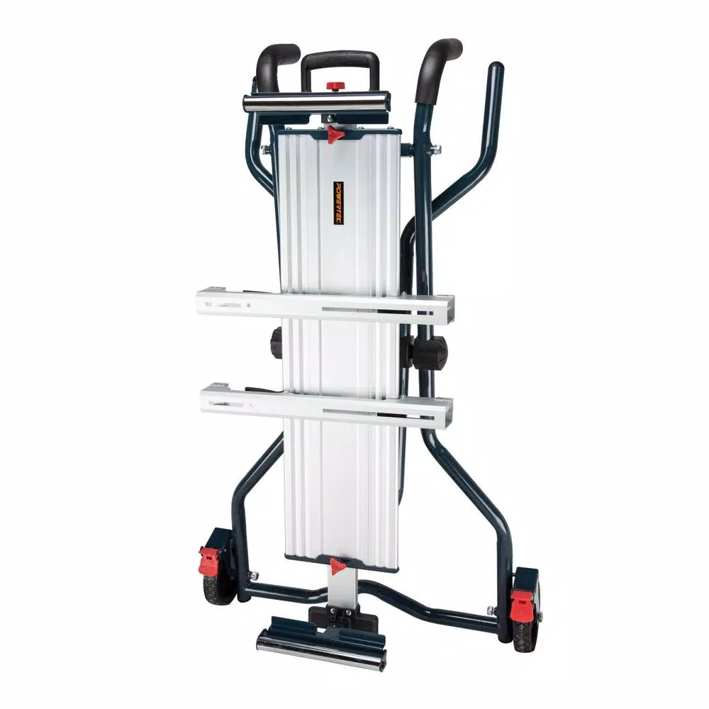 POWERTEC Dual Position Portable Miter Saw Stand with Wheels and Aluminum Bed