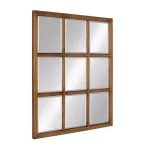 Kate and Laurel Hogan 9-Pane Windowpane Wall Mirror, Rustic Natural Wood Frame, 26 x 32 in. thumbnail 2