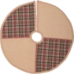 VHC Brands 21 in. Clement Natural Tan and Red Plaid Rustic Christmas Tree Skirt thumbnail 1