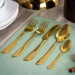 MegaChef Gibbous 20-Piece Gold Stainless Steel Flatware Set, Service for 4 thumbnail 3