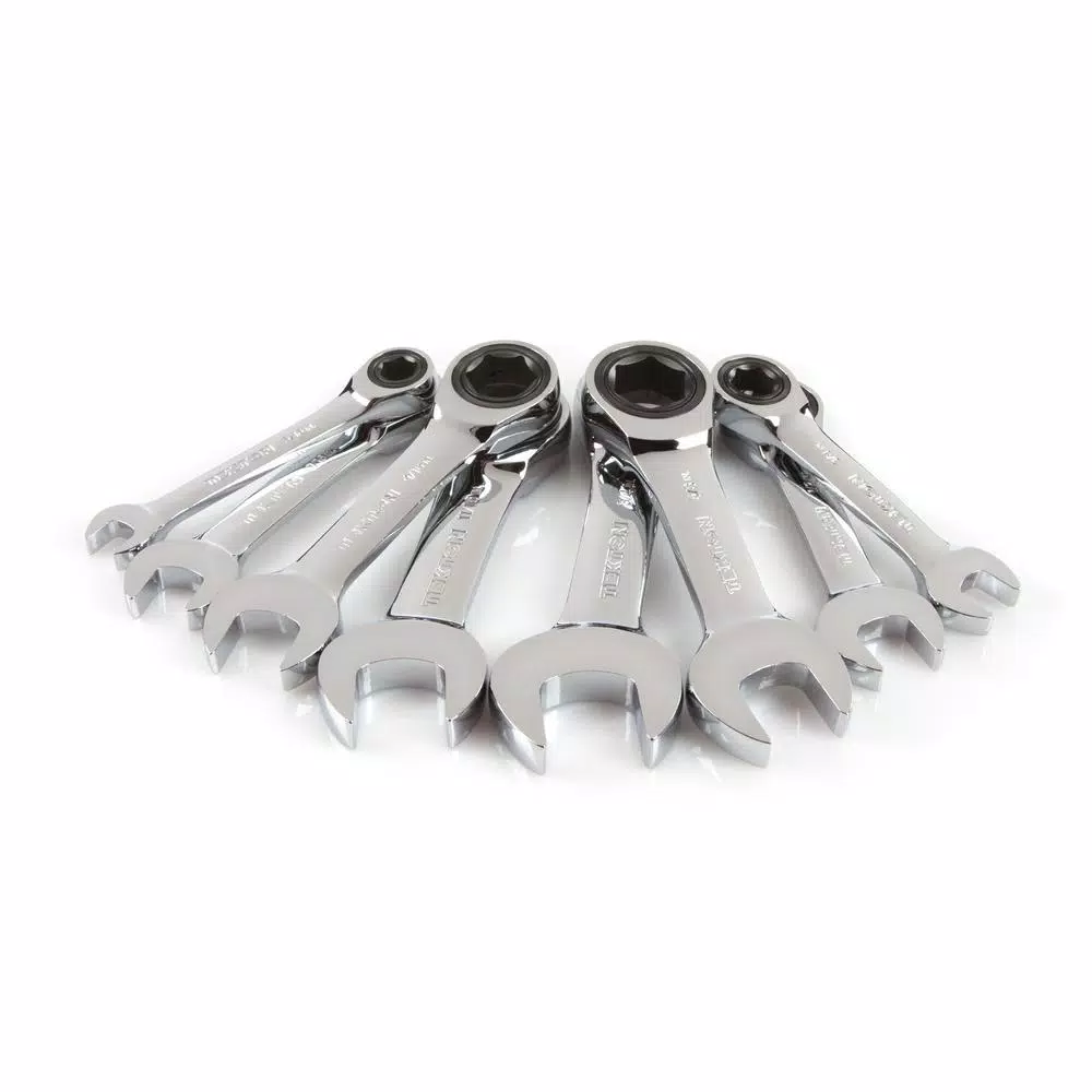 TEKTON 8-Piece Stubby Ratcheting Combination Wrench Set, 5/16 in. to 3/4 in.