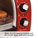 Hamilton Beach Easy Reach 1200W 4-Slice Toaster Oven with Roll-Top Door, Red thumbnail 6