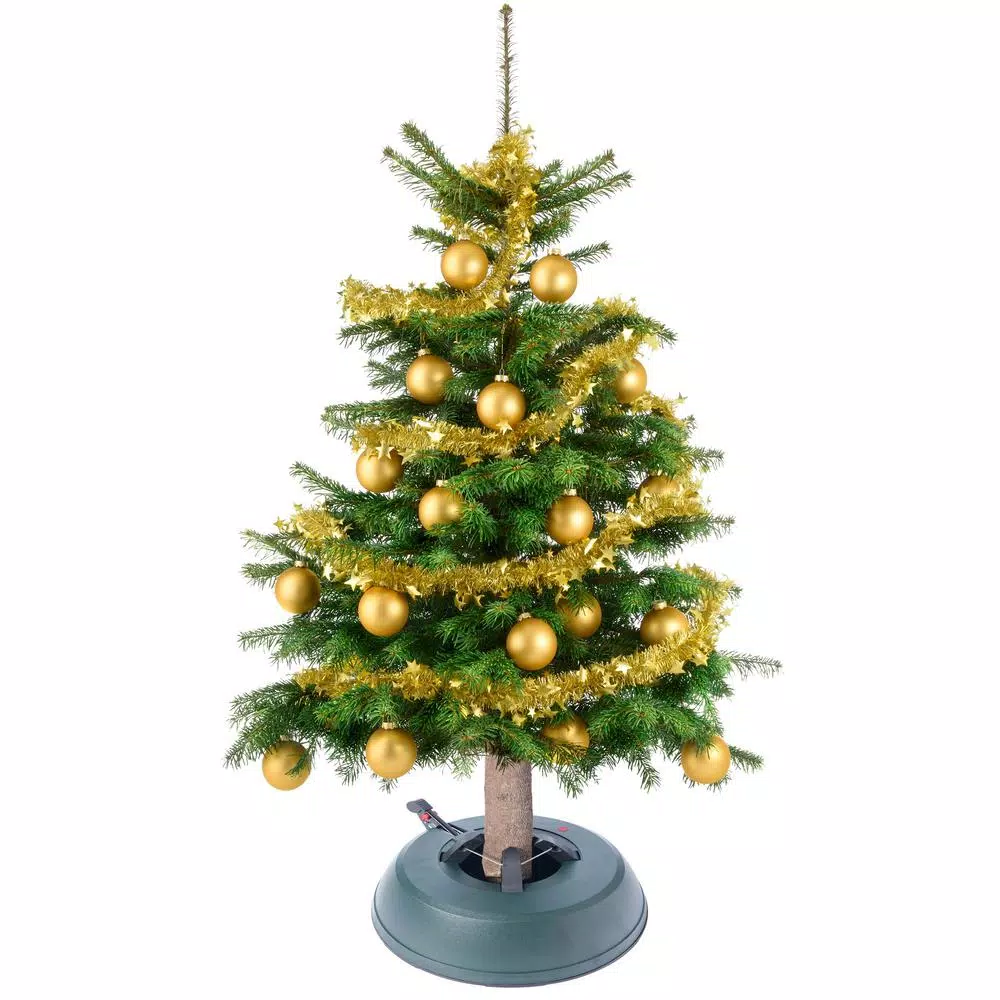 Unbranded Automatic Green Plastic Foot Pedal Christmas Tree Stand with Water Level Indicator